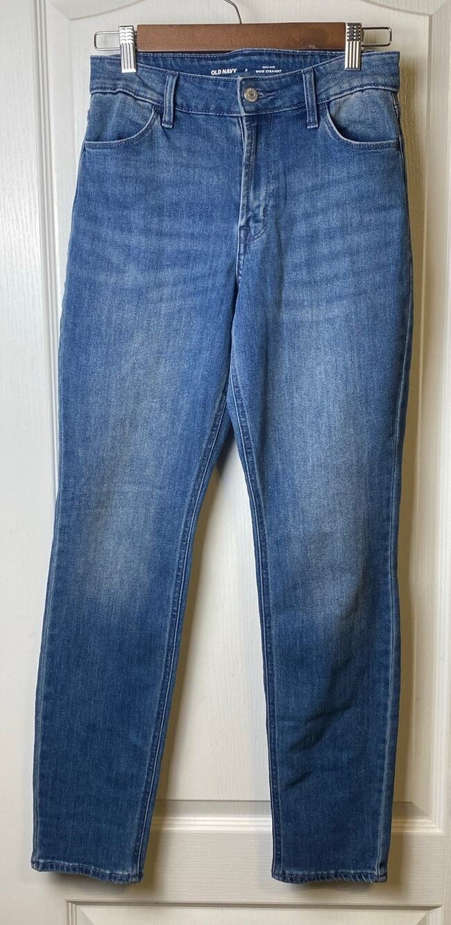 Old Navy Blue Denim High Rise Wow Straight Jeans Women's Size 2